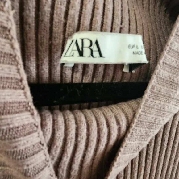 🤎 Zara Women’s Cropped Ribbed Mock Turtleneck Sweater – Size Large 🤎 - Picture 5 of 5